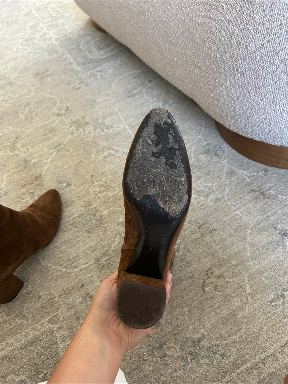 Ysl Saint Laurent Brown Suede Ankle Boots with Decorative Buckle - Women - Picture 4 of 6